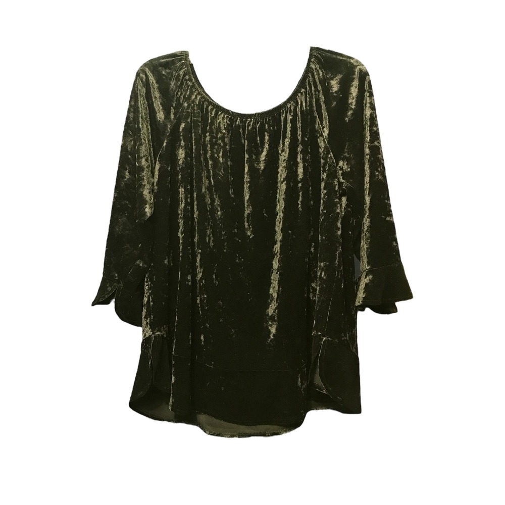 Zac & Rachel Black Velour elastic at Neckline 3/4 Length Sleeve - Picture 2 of 4